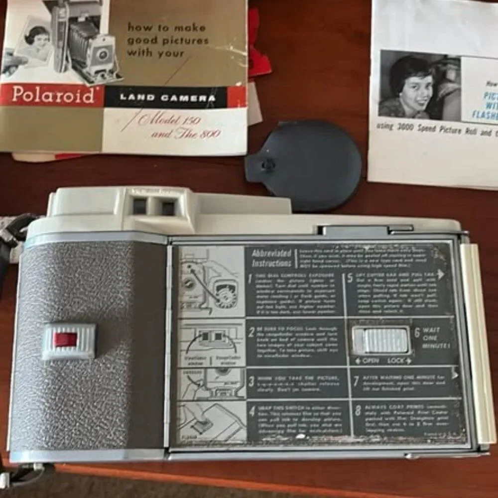 Vintage Polaroid Camera Set w Leather Case